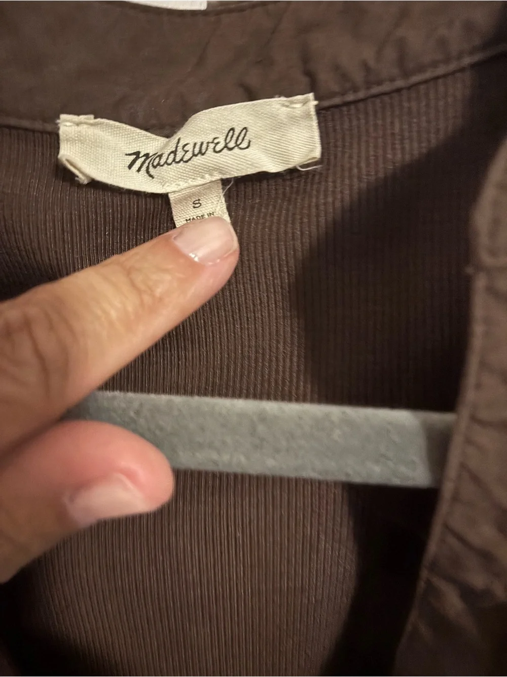 Madewell Dark Brown Puff-Sleeve Henley Top